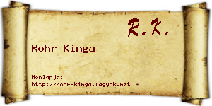 Rohr Kinga névjegykártya